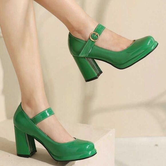 Soda Green Platform Heels - Picture 1 of 15